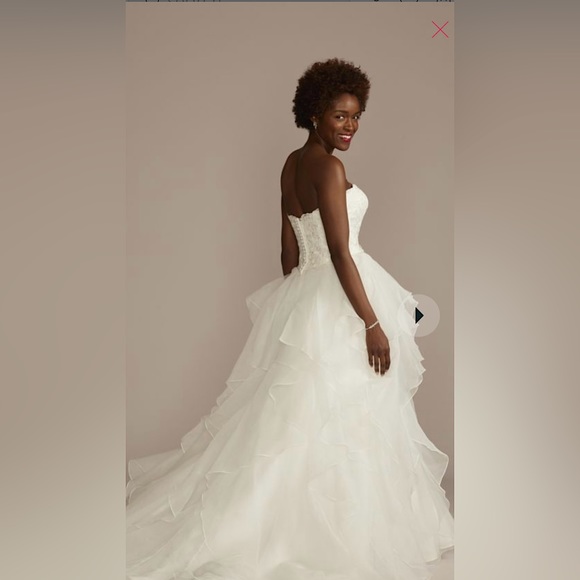 David’s Bridal Lace & Organza Petite Wedding Ball Gown - Picture 2 of 7